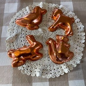 Vintage copper molds animal shapes